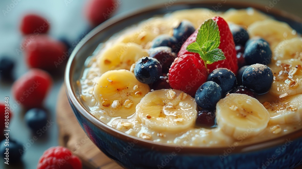Nutritious Bowl of Oatmeal With Berries and Kiwi Nutritious Bowl of Oatmeal With Berries and Kiwi