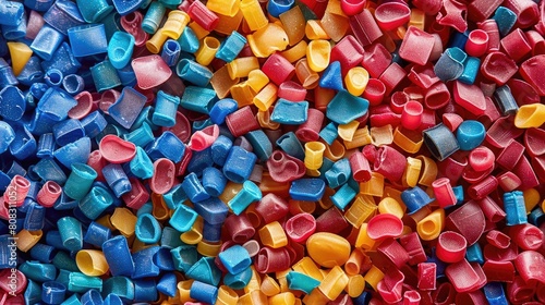 Transforming Plastic into Small Pellets for Reuse in Manufacturing New Products. Concept Recycling Plastic Waste, Pelletizing Process, Sustainable Manufacturing, Repurposing Plastic
