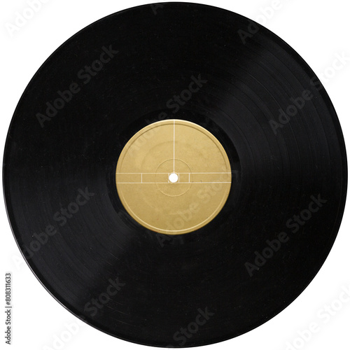 Bilde på lerret vinyl record gold label, realistic photography isolated png on transparent backg