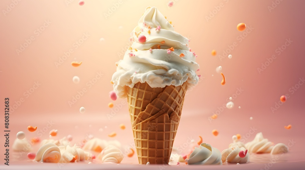 vanilla ice cream cone on isolated background vanilla ice cream cone on isolated background