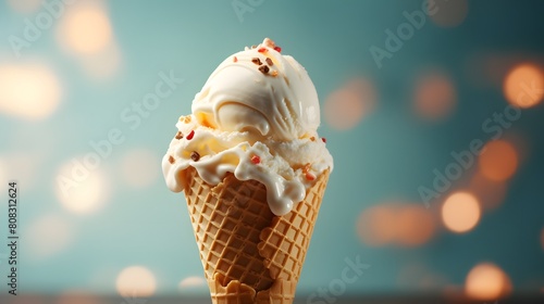 vanilla ice cream cone on isolated background