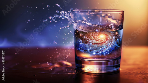 a galaxy inside a glass of water