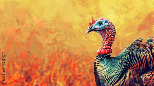 vivid farm turkey background with copy space