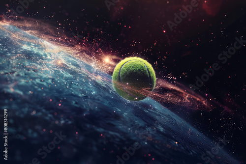 a tennis ball floating  in space © wernerimages