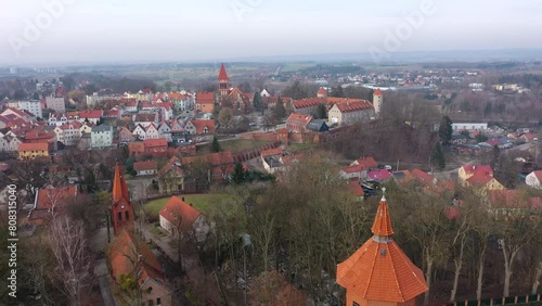 Aerial view of the Teutonic castle in Paslek, Poland. photo