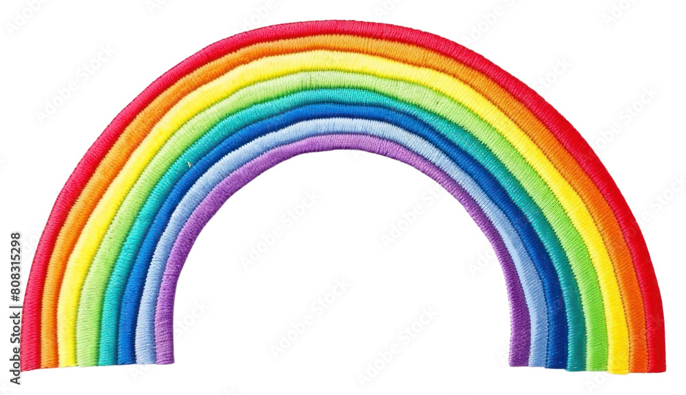 PNG Rainbow in embroidery style creativity spectrum clothing. PNG Rainbow in embroidery style creativity spectrum clothing.