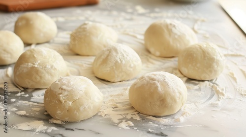 Preparing dough for donuts on the table, close-up. Preparation for making donuts. National Donut Day