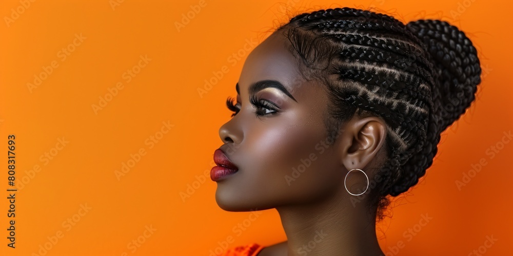 a gorgeous black woman in front of an orange background a gorgeous black woman in front of an orange background