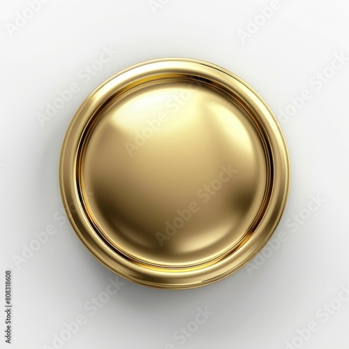 Luxurious Golden Button on a Glossy White Background. Generative ai