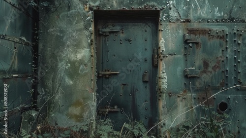 Solid Steel Bunker Door - Access to an abandoned bunker.   © Mockup Station