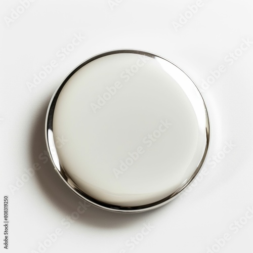 Sleek Minimalist White Button on a Reflective Surface. Generative ai
