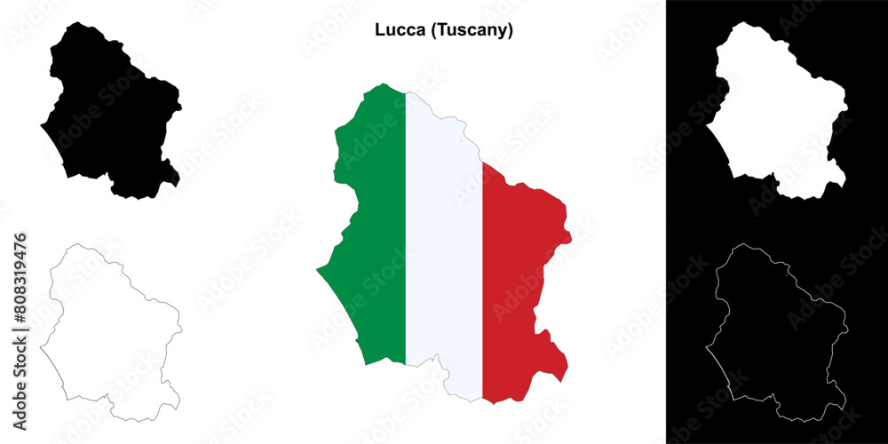 Fototapeta premium Lucca province outline map set