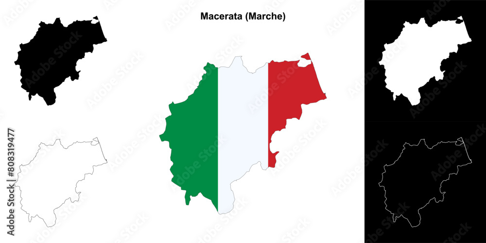Fototapeta premium Macerata province outline map set