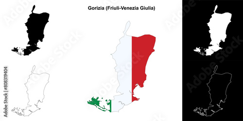 Gorizia province outline map set