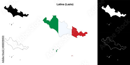 Latina province outline map set