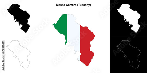 Massa Carrara province outline map set photo