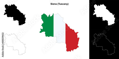 Siena province outline map set photo