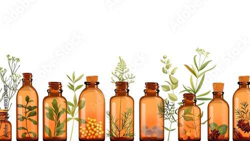 Illustration of Traditional Herbal Homeopathic Remedies in a Contemporary Flat Style. Concept Illustration, Traditional Remedies, Herbal, Homeopathic, Contemporary Flat Style photo