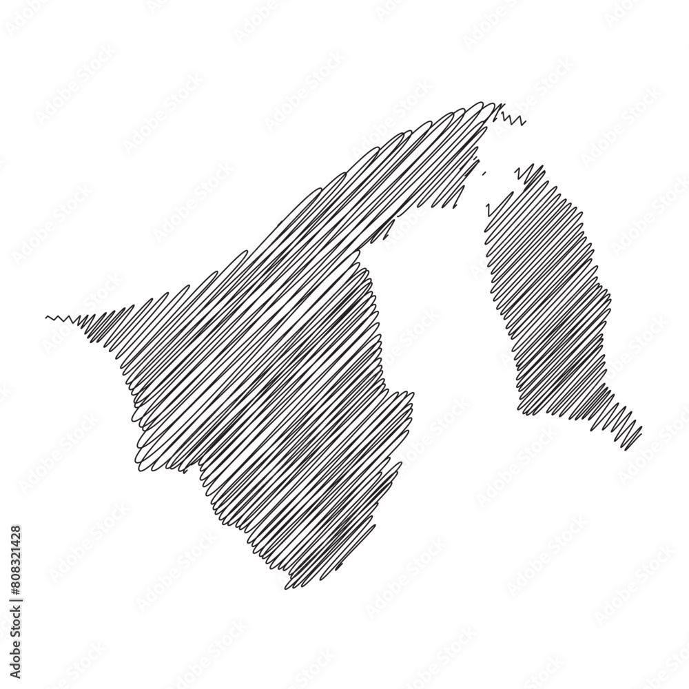 Brunei Darussalam thread map line vector illustration Brunei Darussalam thread map line vector illustration