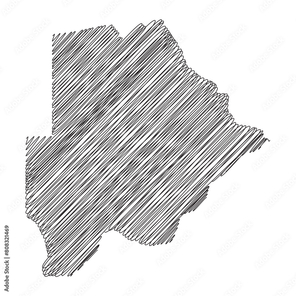 Botswana thread map line vector illustration