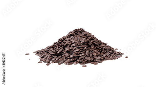 Chocolate Sprinkle Pile Isolated, Candy Sprinkles Flakes, Sweet Brown Flakes Glaze Decoration