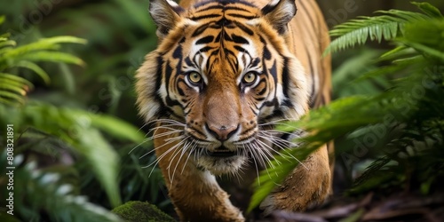 Close-up of a majestic tiger in the jungle