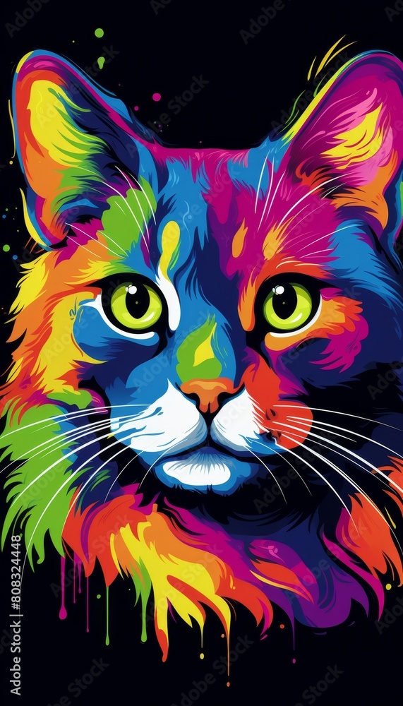 Colorful cat portrait