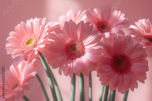 Elegant pink gerbera daisies on a soft background © arthurhidden