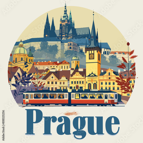 Prague, Czech Republic. Vector illustration in flat style. Travel and tourism.