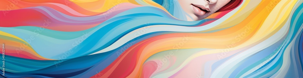 vibrant abstract art with flowing colors and a face vibrant abstract art with flowing colors and a face