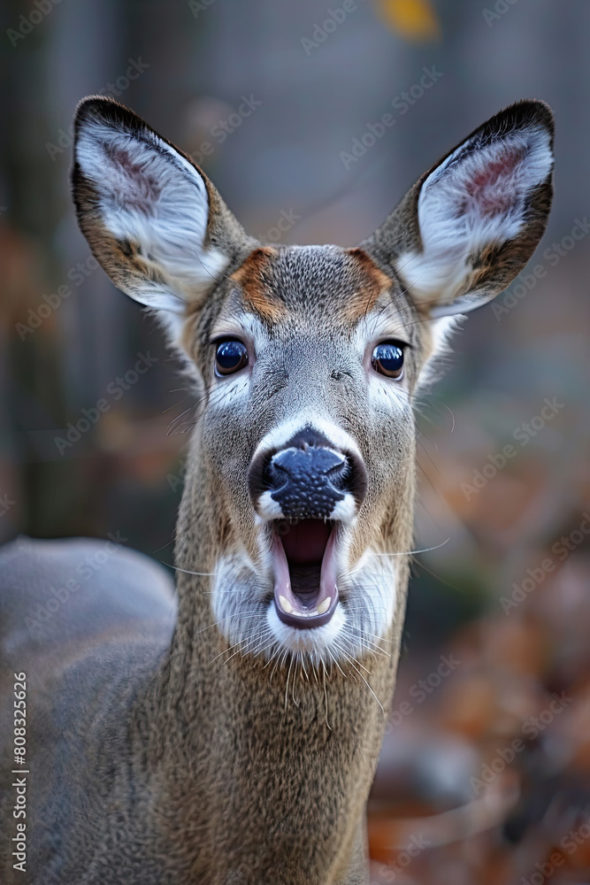 white tailed deer looking all surprised in woods white tailed deer looking all surprised in woods