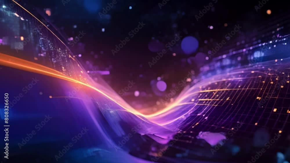 Abstract technology big data background concept. Motion of digital data ...
