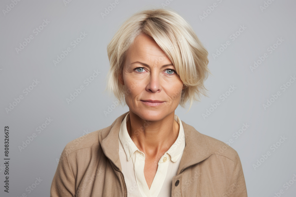 Portrait of a confident, middle-aged woman with blond hair Portrait of a confident, middle-aged woman with blond hair
