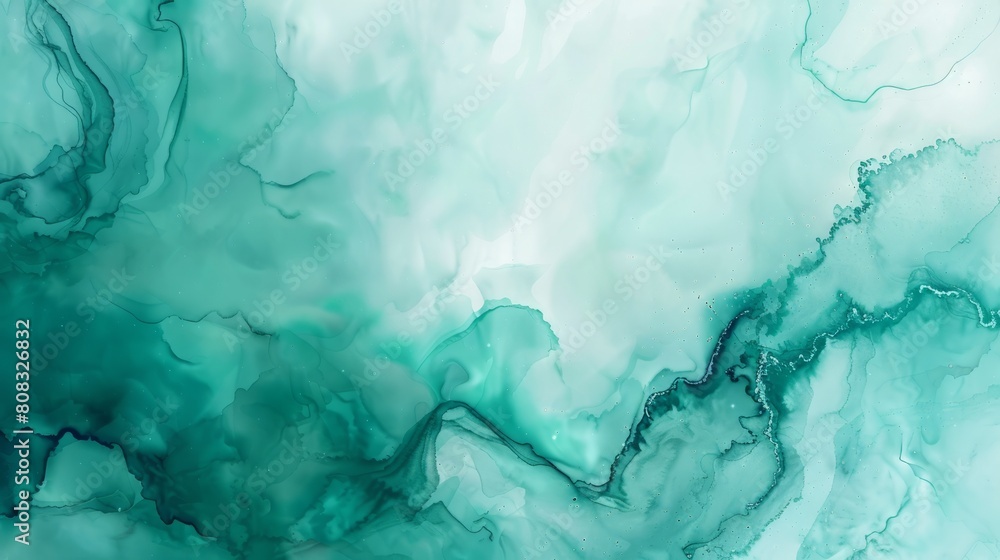 Obraz premium Abstract watercolor paint background by teal color blue and green with liquid fluid texture for background, banner hyper realistic 