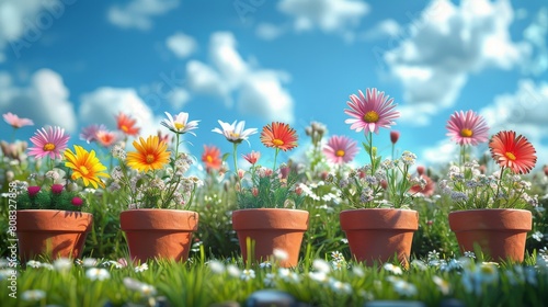 Bunch of Flowers in Pots