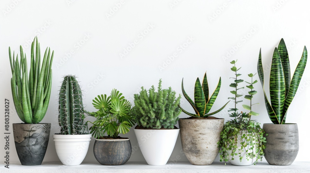 Obraz premium Row of Potted Plants on Shelf