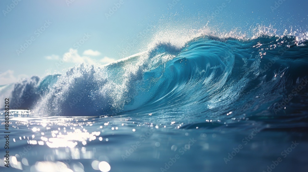 Fototapeta premium Man Riding Wave on Surfboard