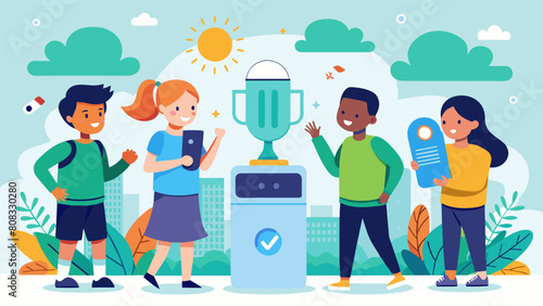 A regional competition for middle schoolers to create an innovative solution to combat air pollution using technology such as a smart air purifier.. Vector illustration