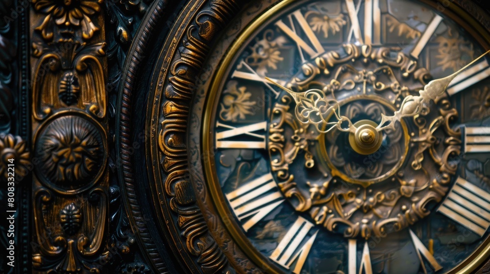Ornate clock with copy space.
Ornate clock with copy space.