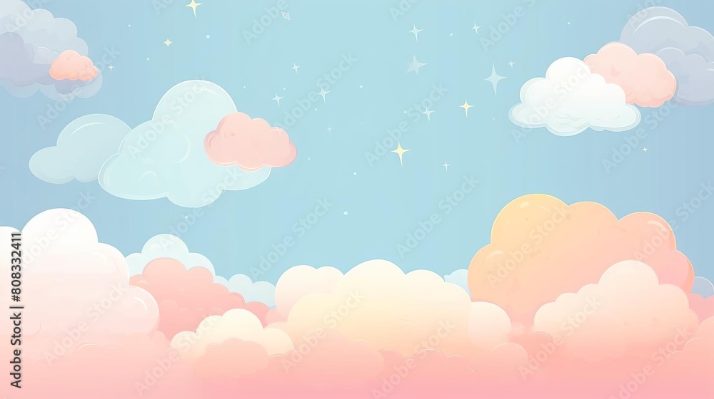 Soft and fluffy clouds in the sky.