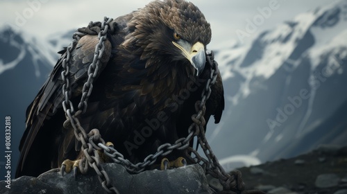 Prometheus chained eagle devours regenerating liver symbol of eternal agony photo