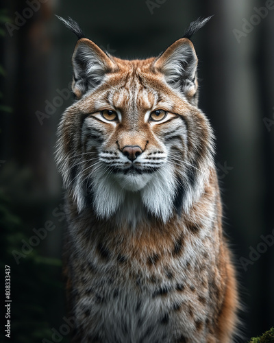 A wild eurasian lynx in the wildness, bobcat in a forest in nature