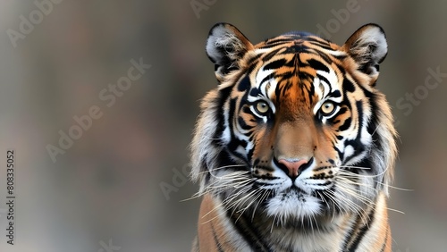 Tiger Head Closeup  Vibrant Colors and Wide Eyes for Wallpaper Design. Concept Wildlife Photography  Animal Closeups  Nature Textures  Vibrant Wallpaper Designs