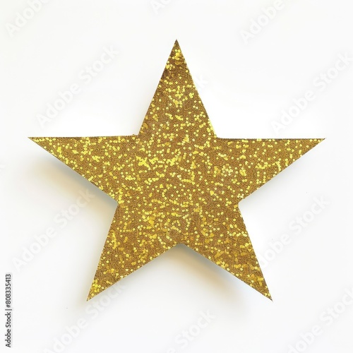 A Gold Glitter Star Paper Cut Adds A Touch Of Sparkle To A White Background, Illustrations Images