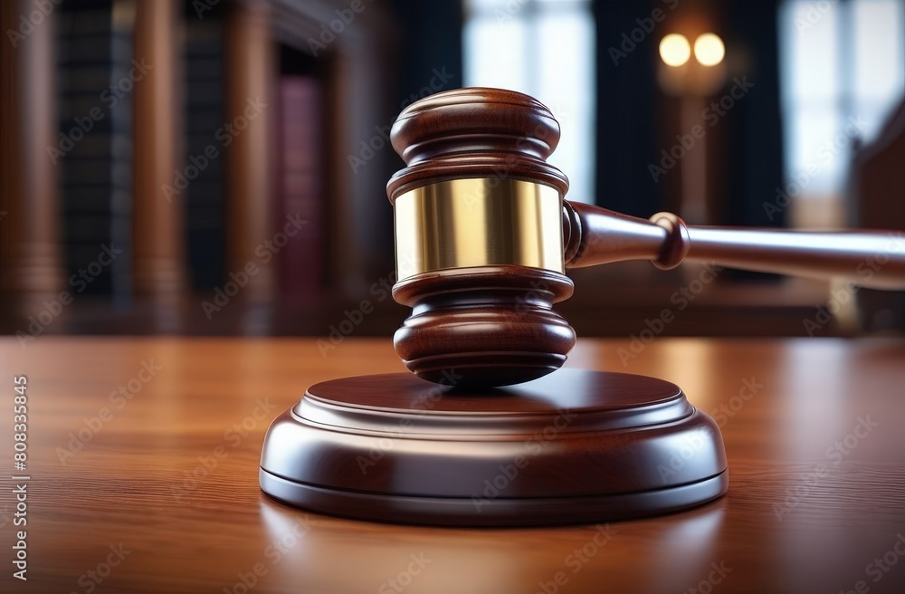 Judge gavel on brown table background, close-up, law concept Judge gavel on brown table background, close-up, law concept