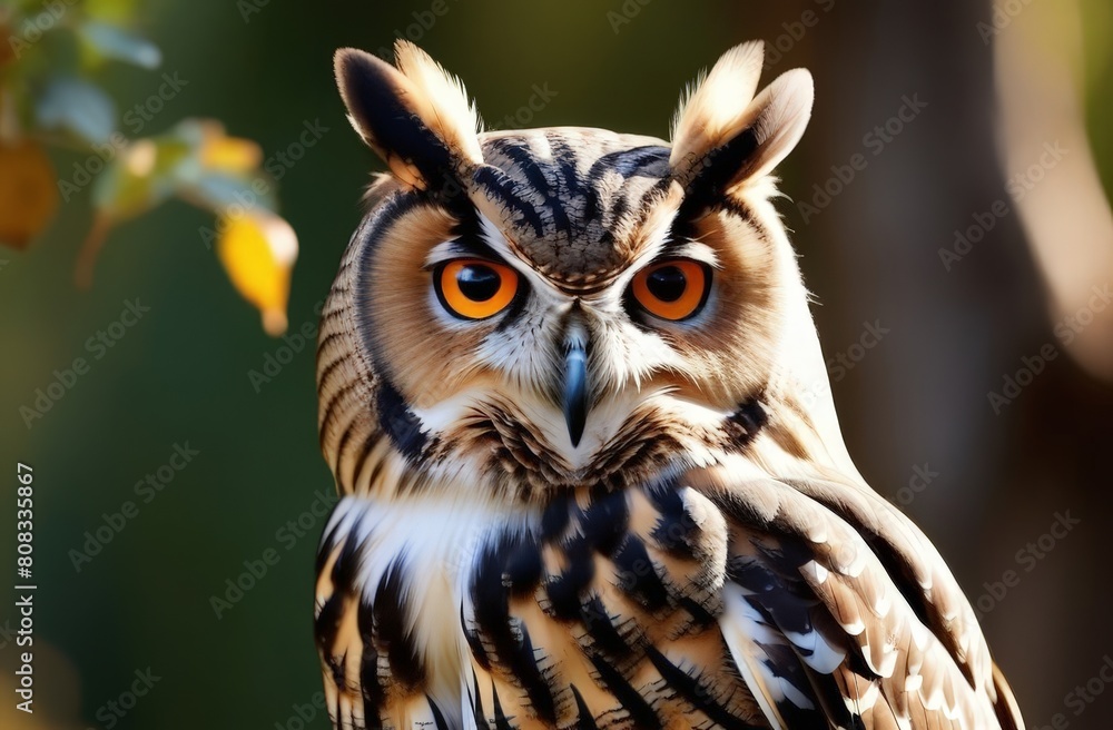 owl close-up against the background of nature in its natural habitat owl close-up against the background of nature in its natural habitat