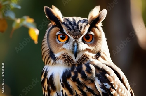 owl close-up against the background of nature in its natural habitat