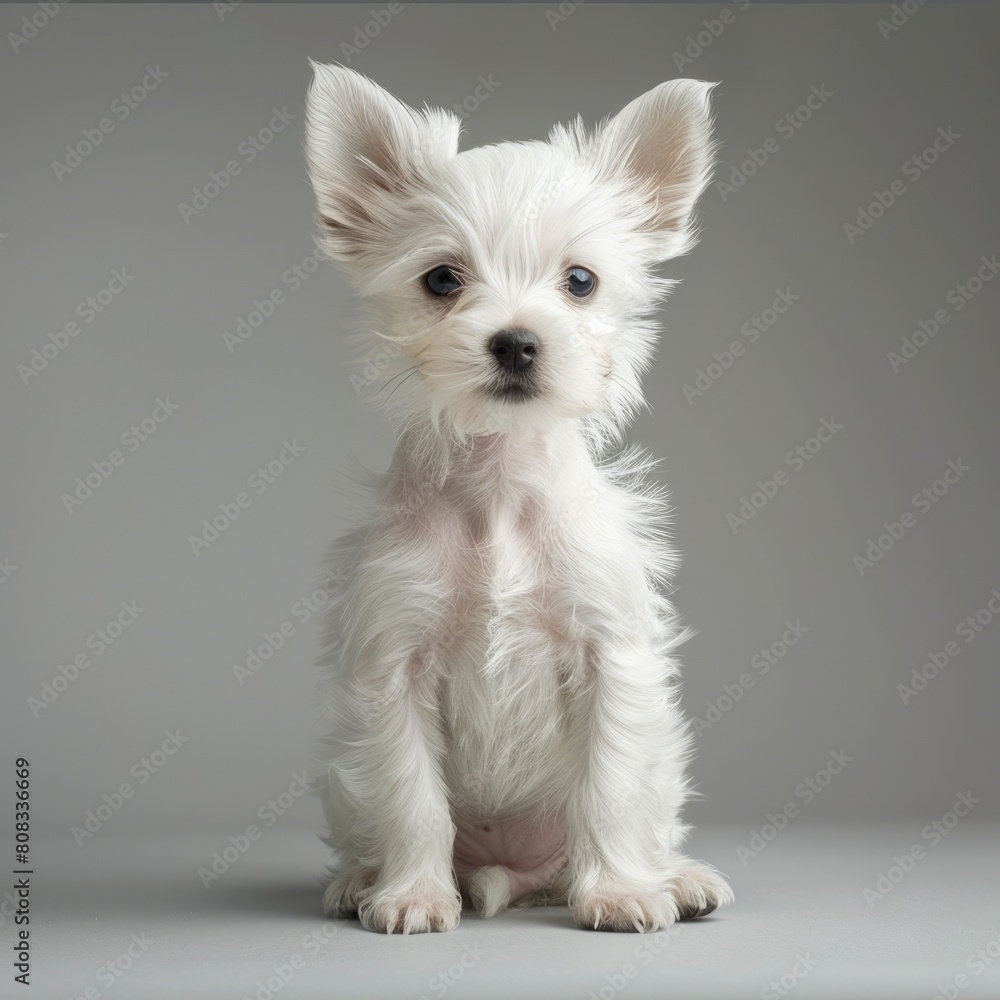 Adorable Chinese Crested Puppy in White. Isolated Studio Shot of Domestic Young Dog Adorable Chinese Crested Puppy in White. Isolated Studio Shot of Domestic Young Dog