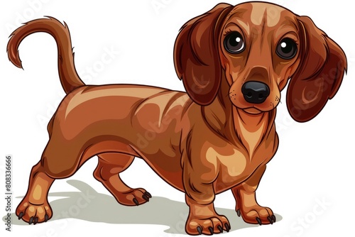 Adorable Dachshund Clipart. Full-Length Illustration of Bright Brown Canino Breed 