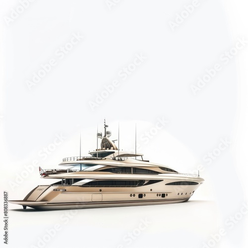 A Luxurious Yacht, A Symbol Of Opulence, Is Showcased In Profile Against A White Backdrop, Illustrations Images